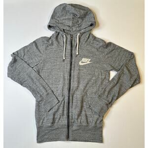 NIKE Womens Gym Full Zip Hooded Sweatshirt in Gray Size S 813872-091